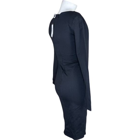 Lulus Women’s XS Black Square Neck Long Sleeve Bodycon Midi Dress Elegant Party - Picture 8 of 15